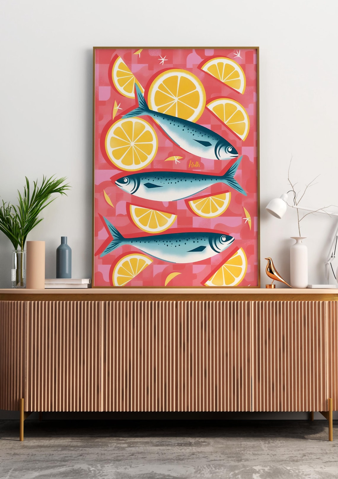 Sardines Minimalist Poster, Retro Design
