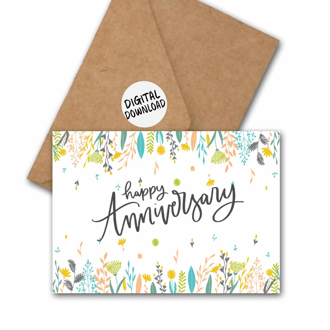Happy Anniversary Simple Floral Wishes Art Print