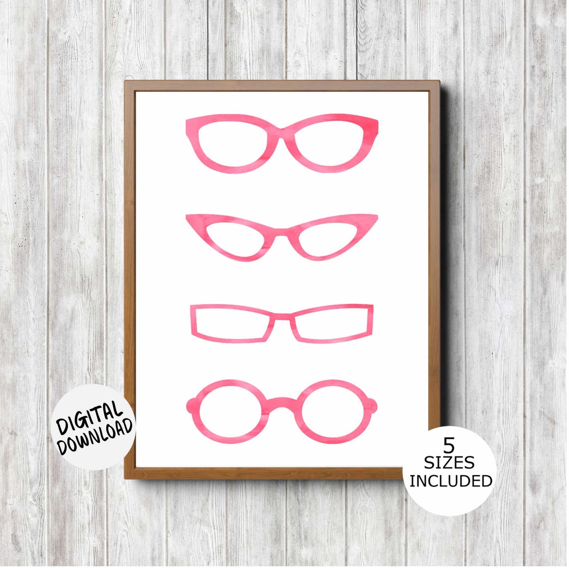 Pink Watercolor Eyeglasses Collection Optician Office Gift Art Print