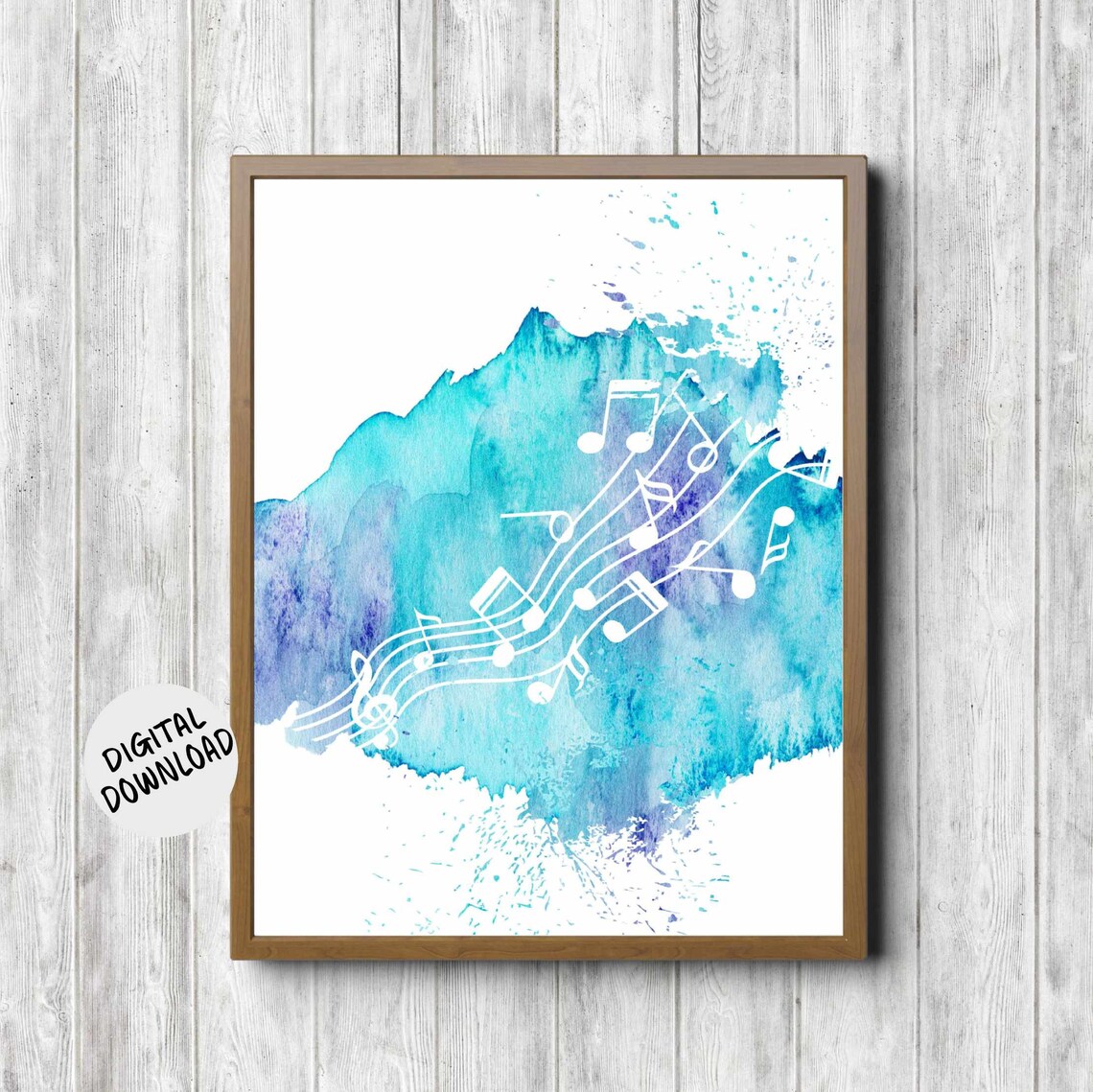 Music Notes on Staff Watercolor Art Print