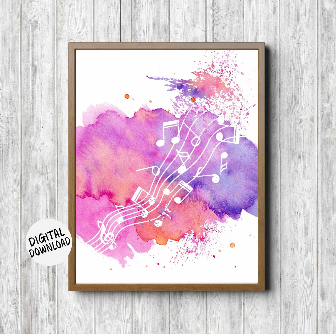 Music Notes Watercolor Art Print, Music Theme