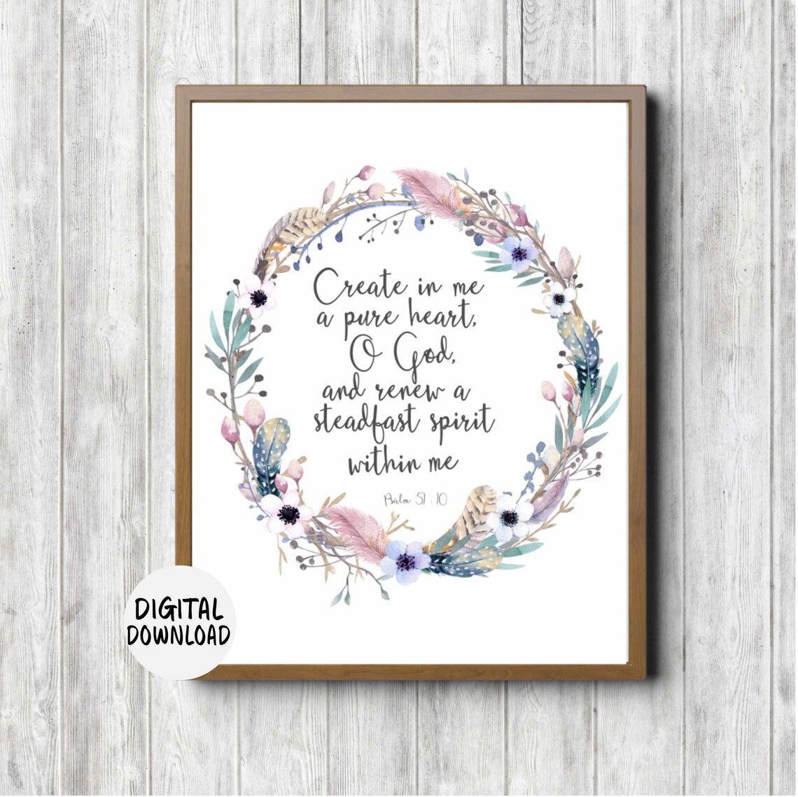 Jeremiah 29:11 Watercolor Feather Twig Wreath Poster