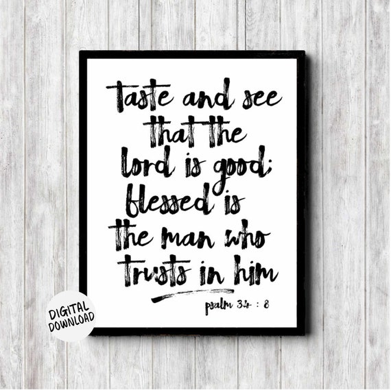 Psalm 34:8 Typography Scripture Art Print