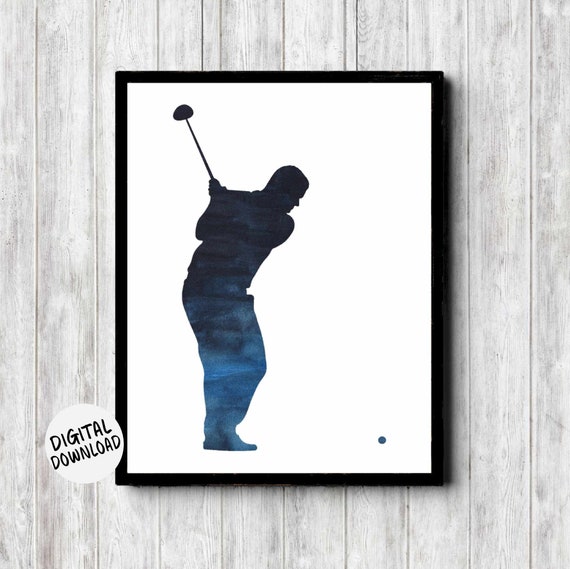 Sports Wall Art Golf Player Silhouette Print Gift For Golfer Men Boyfriend Male Golfer Wall Decor