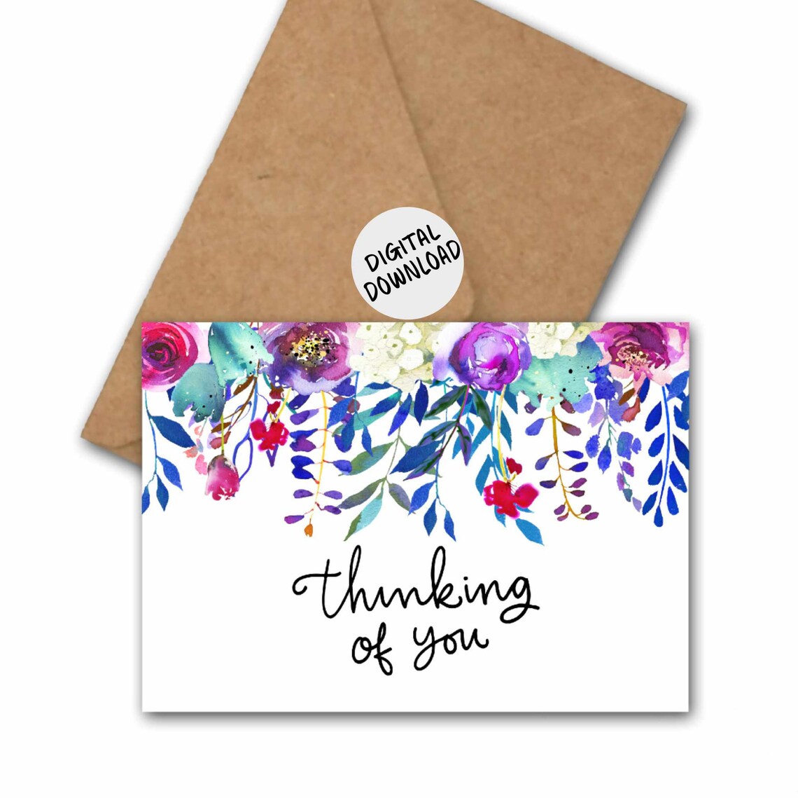 Thinking Of You Watercolor Floral Border Art Print