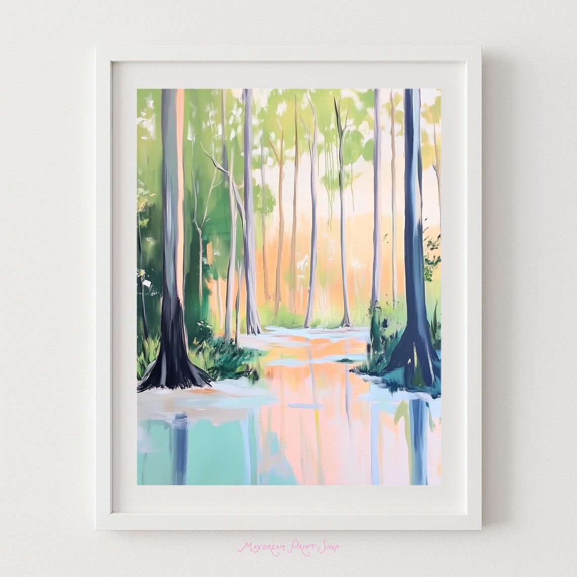 Cypress Swamp Landscape, Southern Bayou Art Print