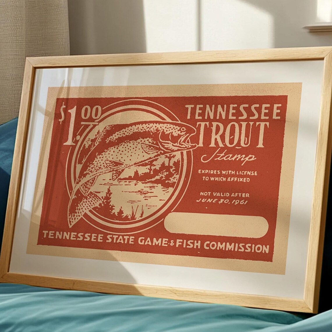 Tennessee Trout Fishing Retro Art Print, Angler Decor