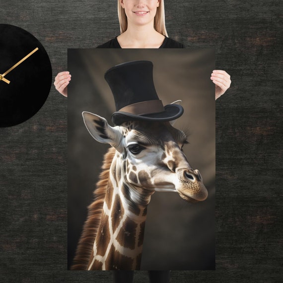 Tophat Giraffe Cute Animal Poster Fancy Portrait Unique Art