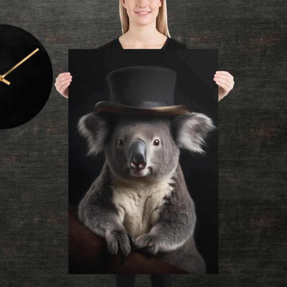 Tophat Koala Cute Animal Poster Fancy Portrait Unique Art