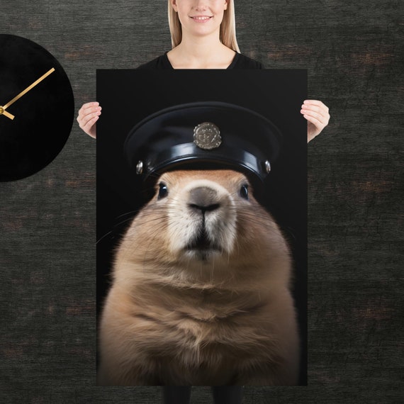 Police Prairie Dog Cute Animal Poster Fancy Portrait Unique Art Detective