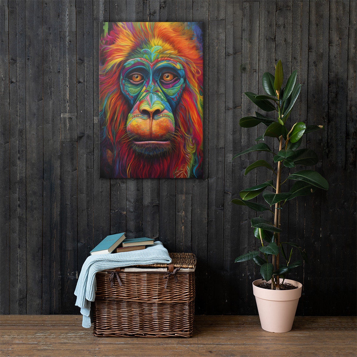 Colorful Monkey Canvas Art Poster Print