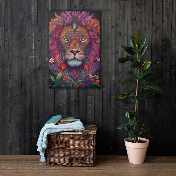 Lion Canvas Print Colorful Art Poster Modern Wall Decor Vibrant For Home Office