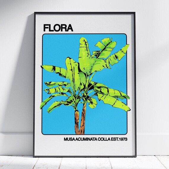 FLORA Banana Plant Musa Acuminata Retro Botanical Pop Art Poster