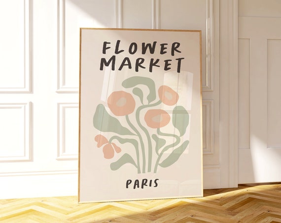 Flower Market Poster Paris Flower Market Print Abstract Floral Painting Cute Apartment Decor Abstract Floral Wall Art Matisse Print