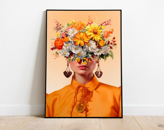 Orange Frida Kahlo Poster Frida Kahlo Print Frida Kahlo Wall Art Frida Kahlo Pop Art Frida Kahlo Portrait Print Frida Kahlo Self Portrait