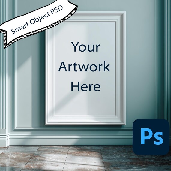 Vertical Frame Mockup with Smart Object PSD for Artwork Display Print