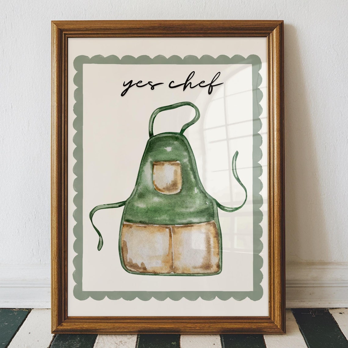 Yes Chef Watercolor Chef Wall Art Kitchen Wall Art Chef Art Print Cute Kitchen Print Watercolor Art