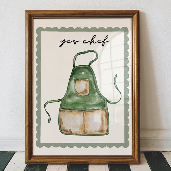 Yes Chef Watercolor Chef Wall Art Kitchen Wall Art Chef Art Print Cute Kitchen Print Watercolor Art