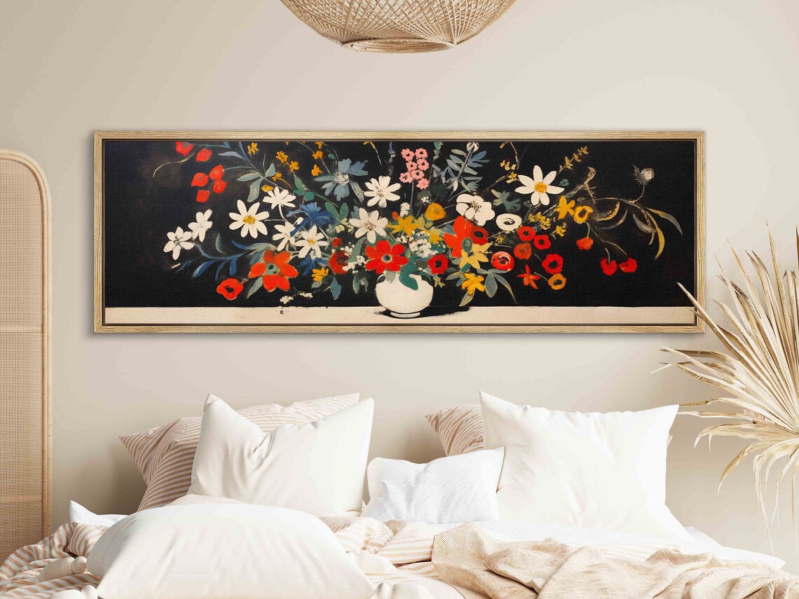Horizontal Flowers Panoramic Art Print, Boho Decor - Image 2