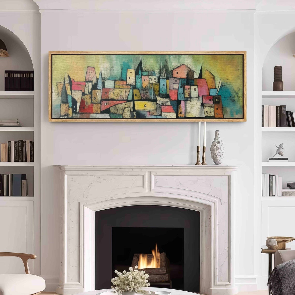 Mid Century Modern Wall Art Framed Geometric Modern Horizontal Wall Art Print Abstract Wall Art Above Bed Decor Modern Wall Art - Image 3
