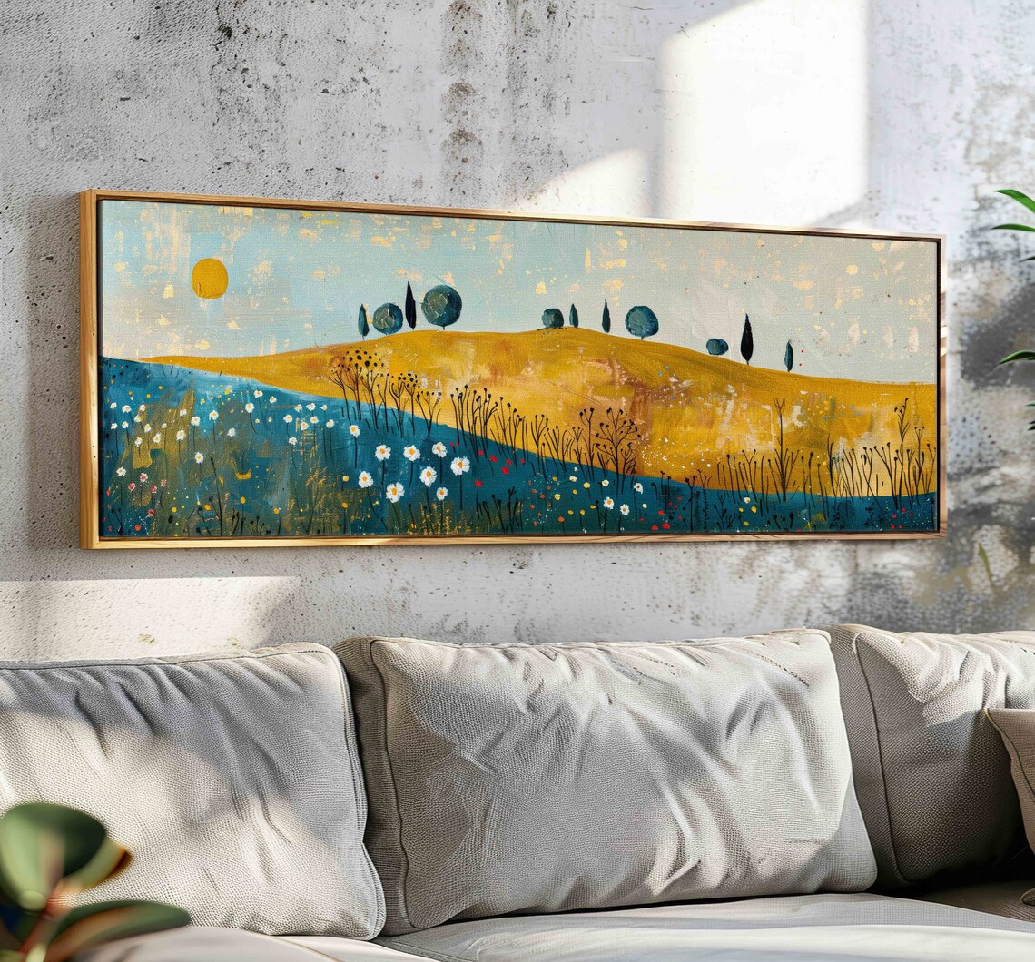Modern Wildflowers Landscape Art Print, Horizontal