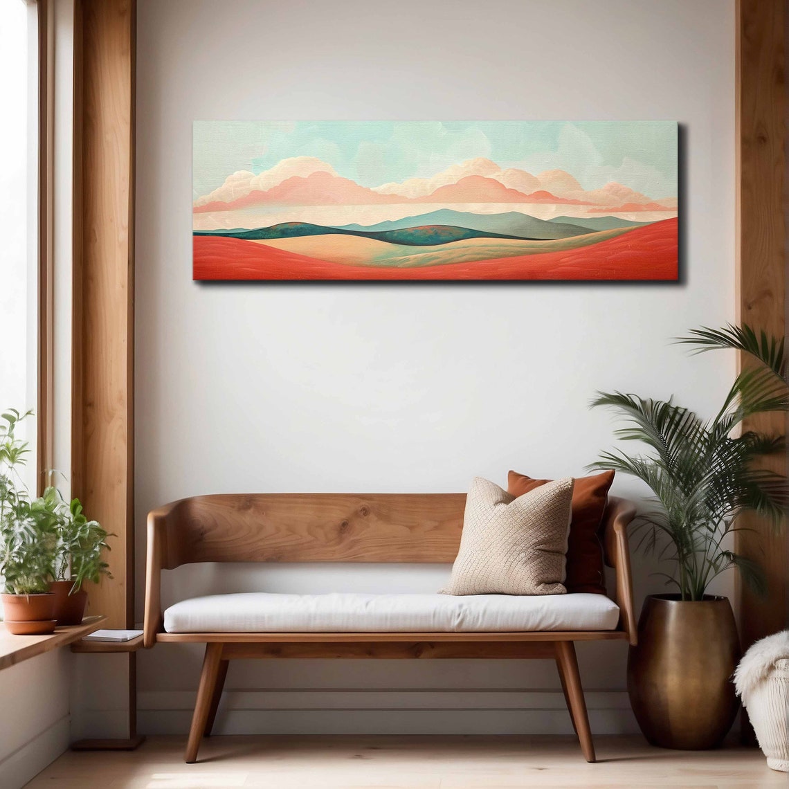 Modern Landscape Wall Art Muted Pastel Tones Moody Panoramic Print Horizontal Wall Art Framed Large Wide Landscape Art Print Boho Decor - Image 4