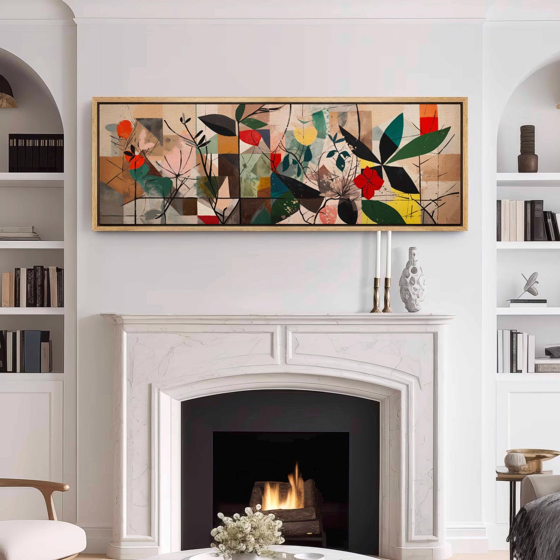 Mid Century Modern Geometric Botanical Floral Abstract Wall Art - Image 3