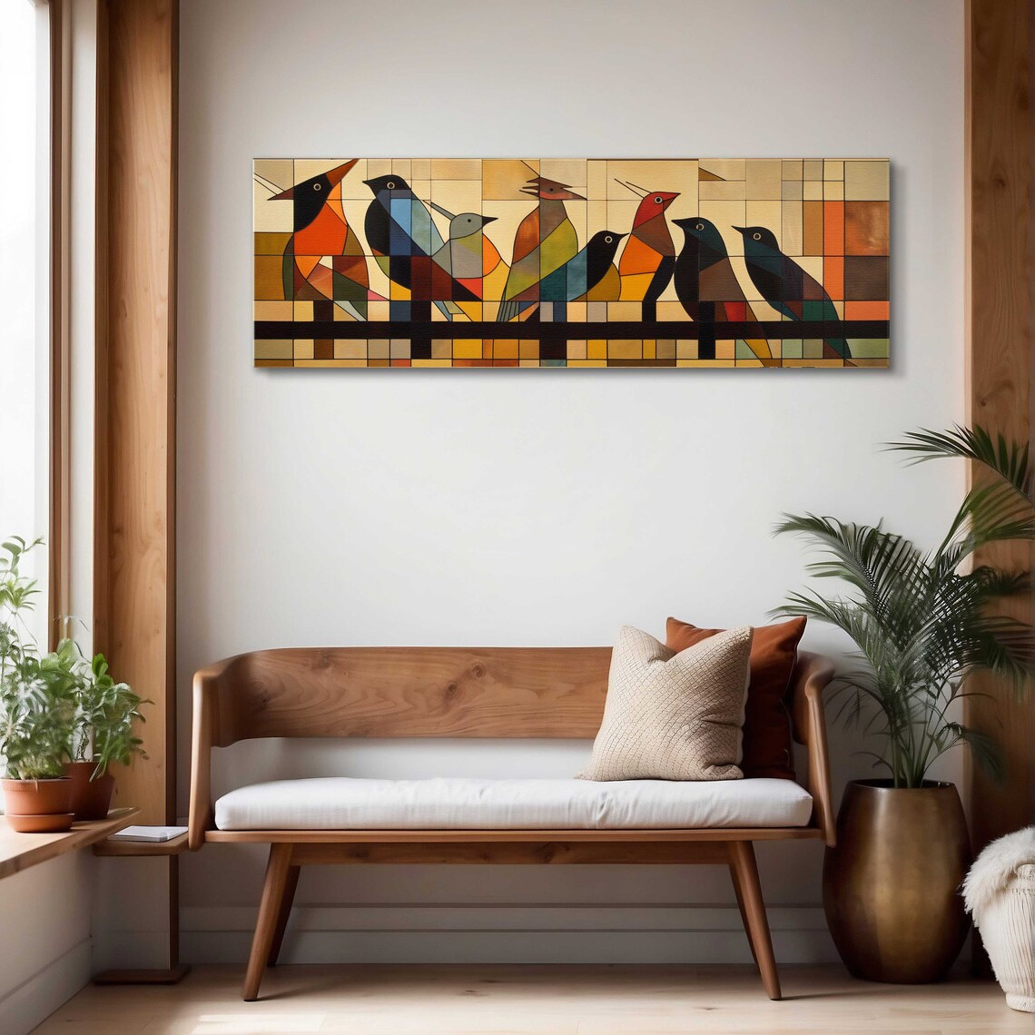 Birds on Wire Mid-Century Modern Panoramic Art Print - Image 4