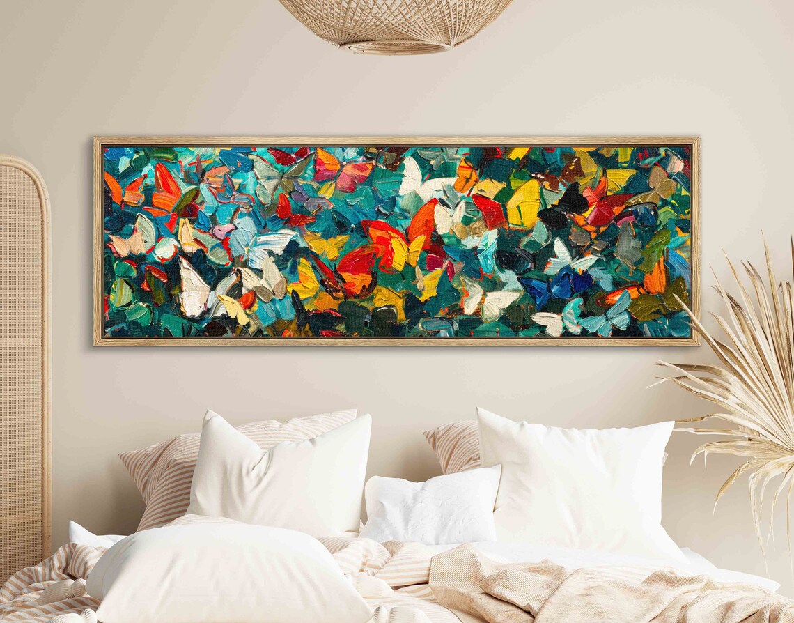 Modern Butterflies Abstract Panoramic Wall Art Print - Image 2