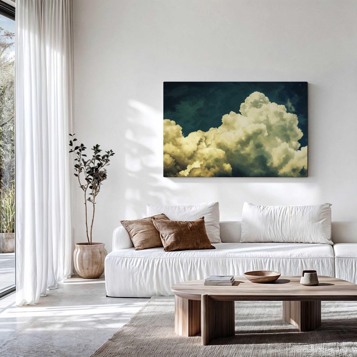 Cloud Wall Art Framed Canvasposter Print Above Bedsofa Decor Modern Minimalist Horizontal Wall Art Ready To Hang Large Wall Art Framed - Image 3
