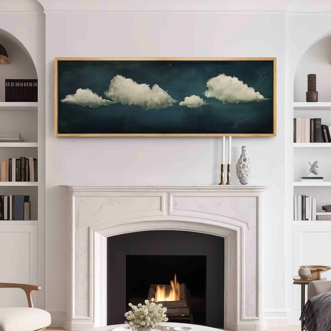 Vintage Moody Cloud Art Print, Minimalist Panorama - Image 3