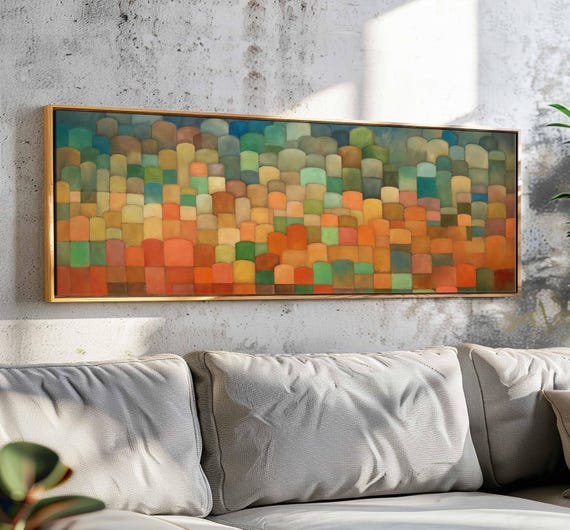 Mid Century Modern Wall Art Framed Minimalist Horizontal Geometric Wall Art Above Bed Decor Boho Wall Art Large Wide Art Print