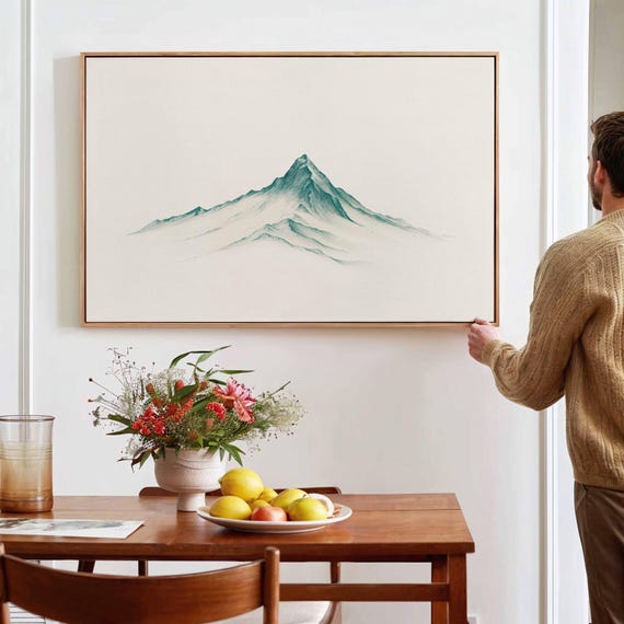 Minimalist Japanese Wall Art Framed Print Japanese Mountain Wall Art Print Above Bedcouch Decor Horizontal Large Wall Art