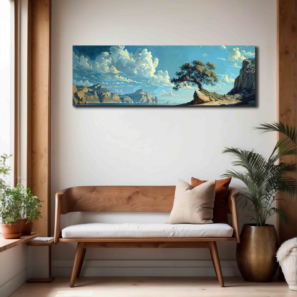 Lone Tree on Rocky Coastal Shore With Dramatic Clouds Travel Poster - Image 4