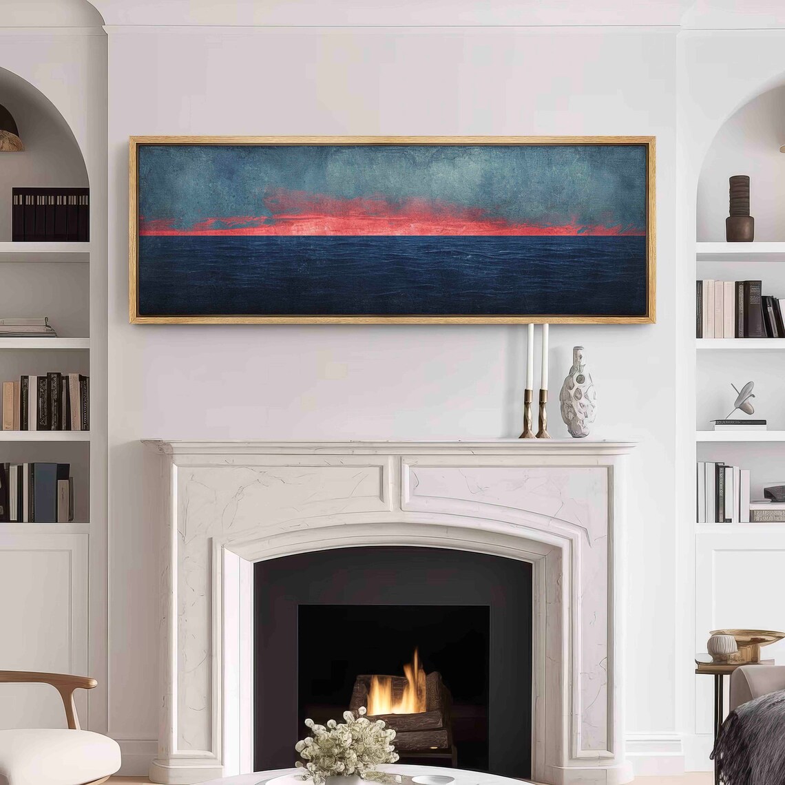 Horizontal Seascape Art Print, Moody Panorama - Image 3