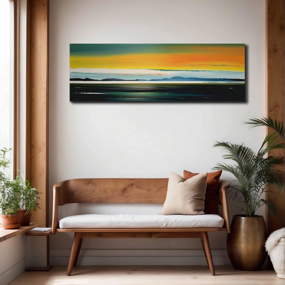 Framed Moody Wall Art Horizontal Seascape And Cloud Wall Art Print Large Wide Calm Wall Art Above Bedcouch Decor Modern Wall Art - Image 4