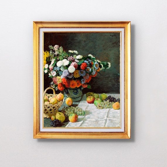 Claude Monet Still Life With Flowers And Fruit 1869 Bouquet Poster