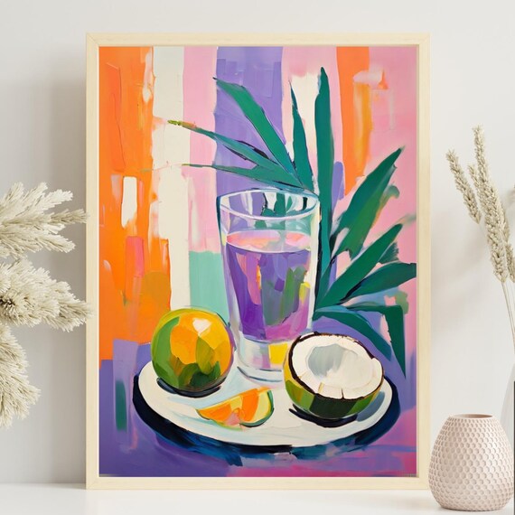 Ube Pandan Coconut Filipino Drink Abstract Painting Print Matisse Art Poster Philippines Taro Calamansi Tropical Colorful Home Gift