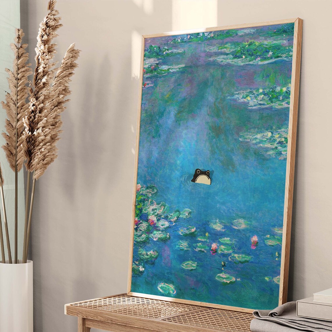 Unimpressed Frog, Monet-Inspired Waterlily Poster - Image 2