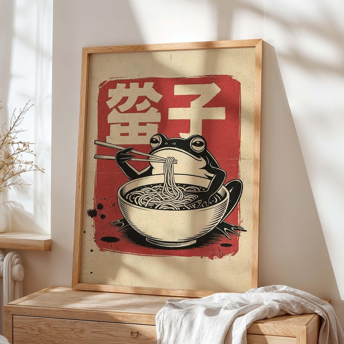 Japanese Ramen Frog Retro Asian Kitchen Art Print