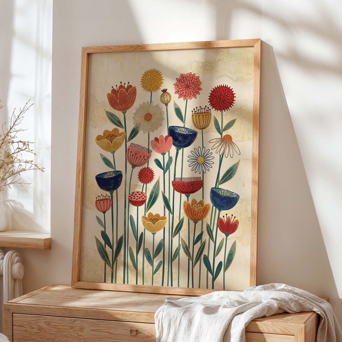 Colorful Botanical Wall Art Print, Modern Floral