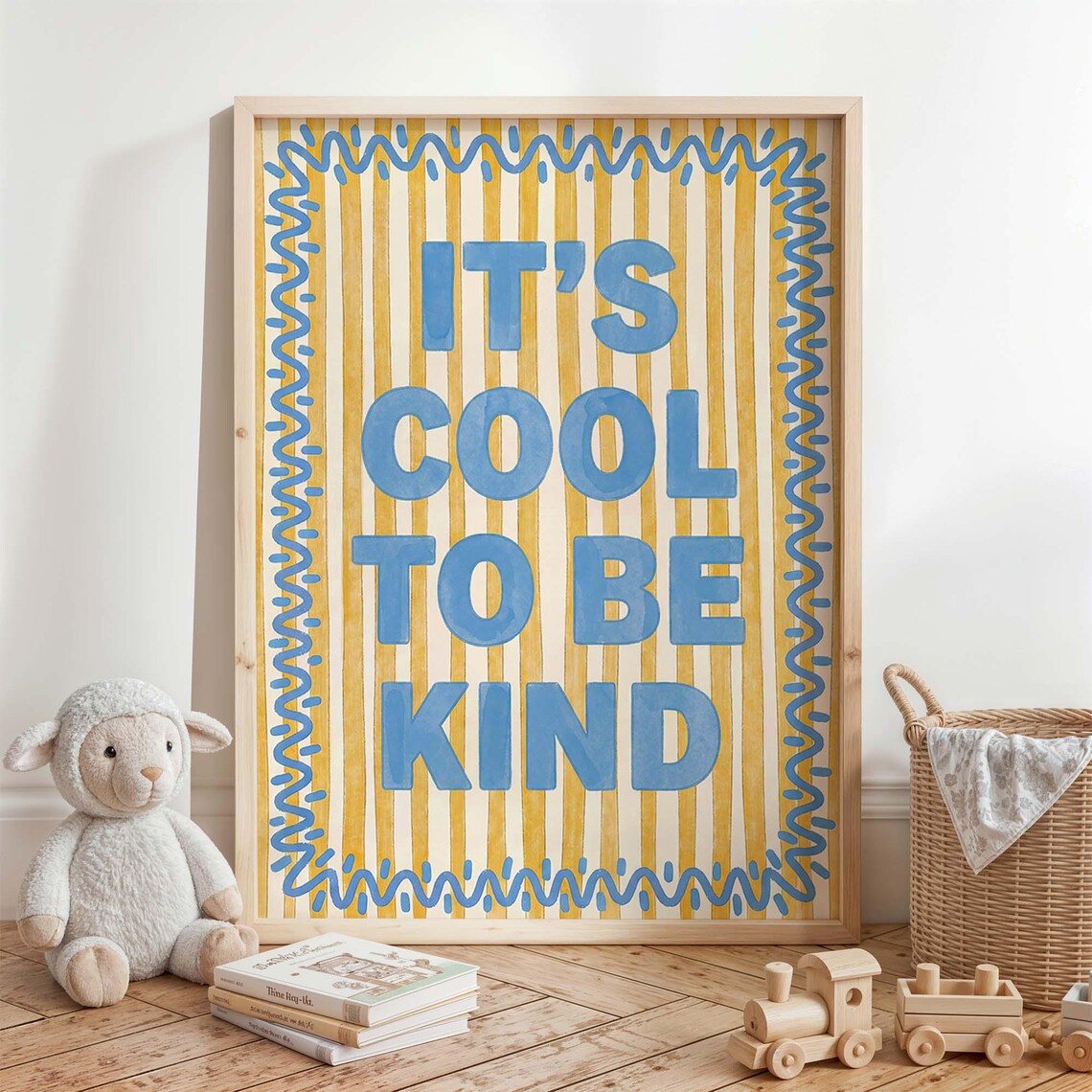 Kids Room Kindness Poster, Retro Typography