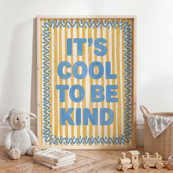 Kids Room Kindness Poster, Retro Typography