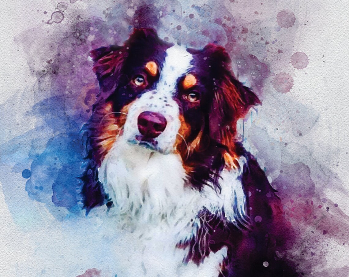 Siberian Husky Blue Eyes Watercolor Dog Portrait Gift Art Print - Image 4