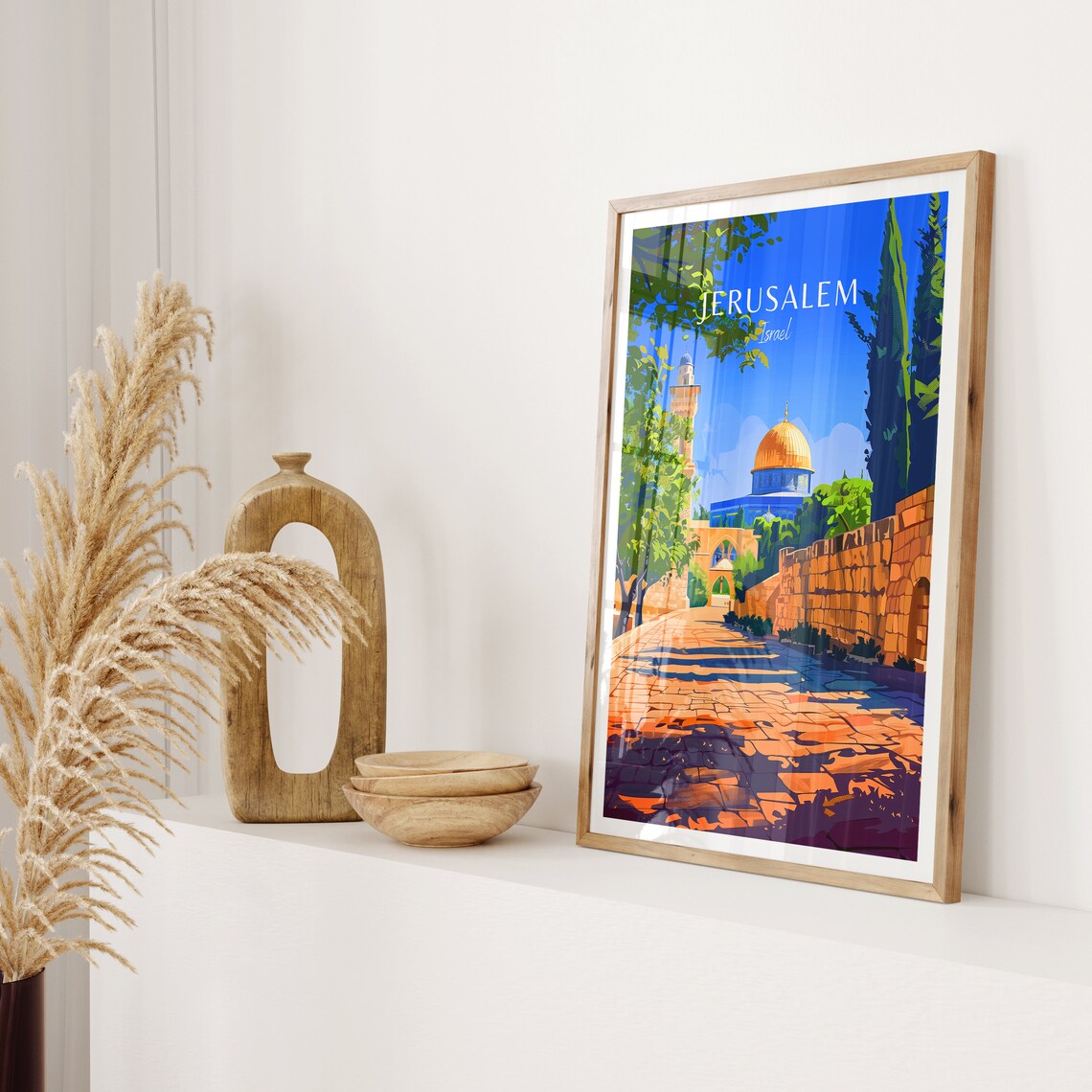 Jerusalem Israel Dome Of The Rock Old City Lane Travel Art Poster - Image 2