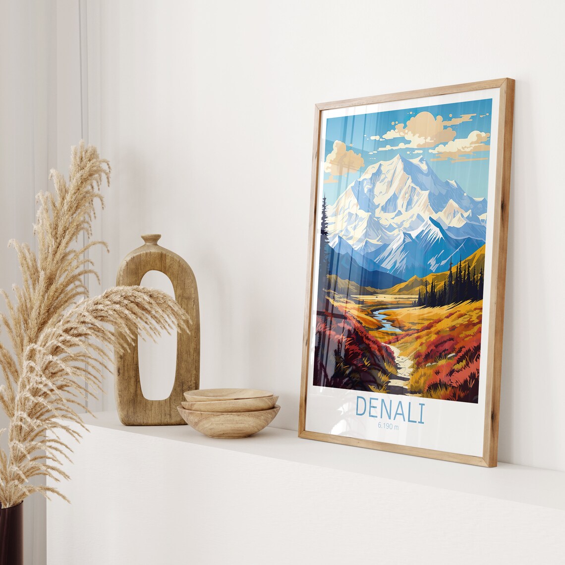 Denali Alaska Peak 6190m Autumn Tundra Vintage Travel Poster - Image 2