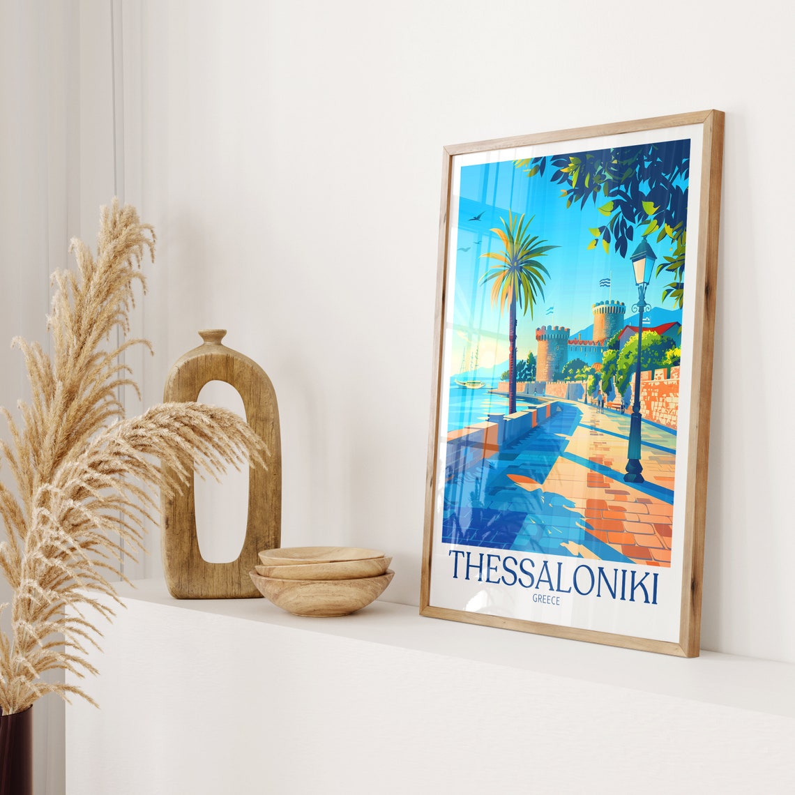 Thessaloniki Greece Seafront Promenade Old Walls Sunset Poster - Image 2