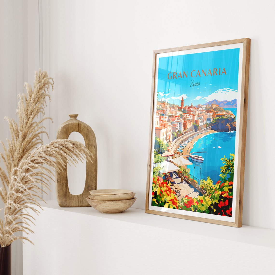 Gran Canaria Spain Coastal Town Beach Cove Vintage Travel Poster - Image 2
