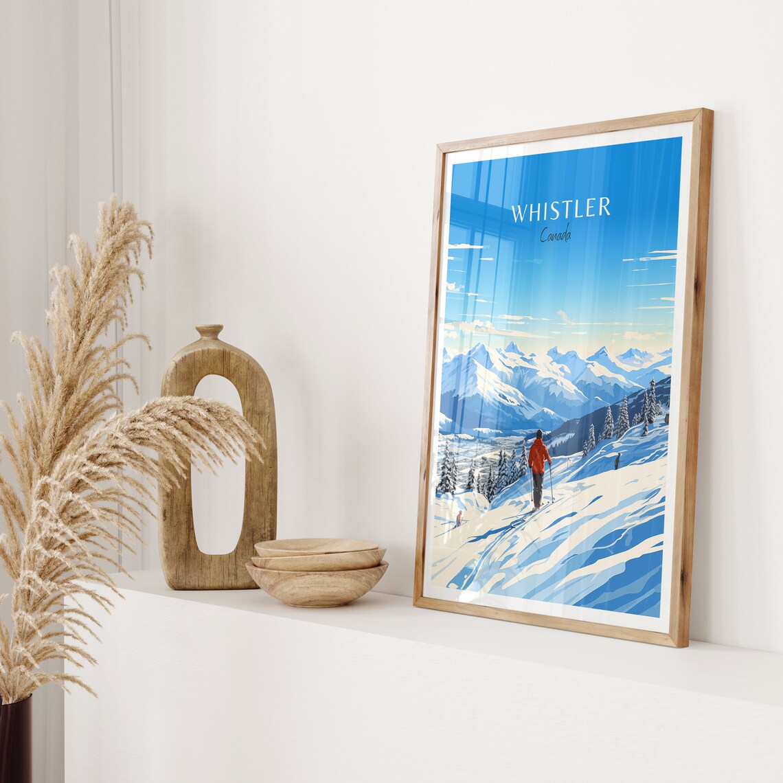 Whistler Canada Ski Resort Mountain Slopes Vintage Travel Poster - Image 2