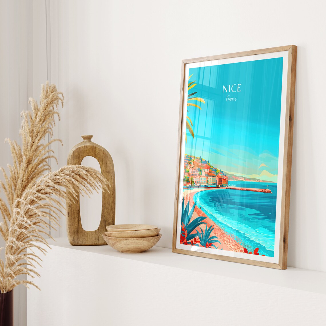 Nice France Beach and Promenade on the French Riviera Poster - Image 2